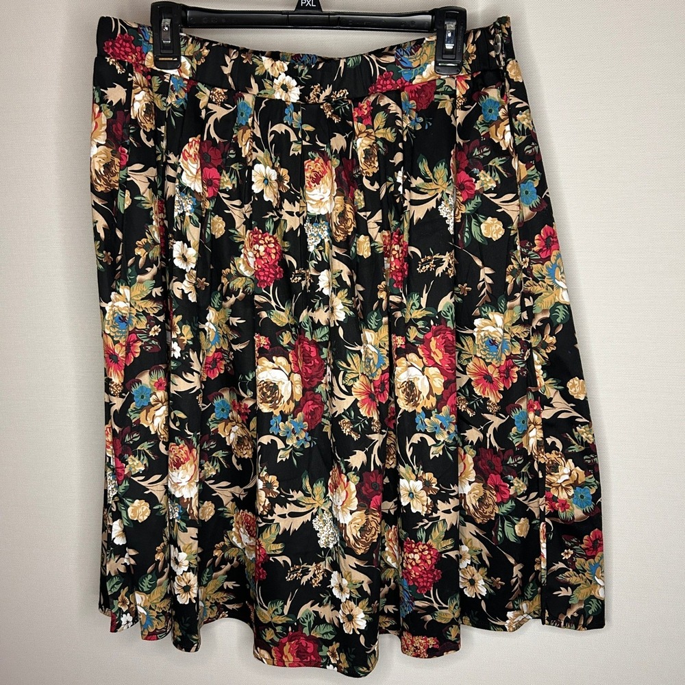 Taydey Dark Floral Pleated Skirt XL NWT Cottagecore Garden Party Whimsigoth